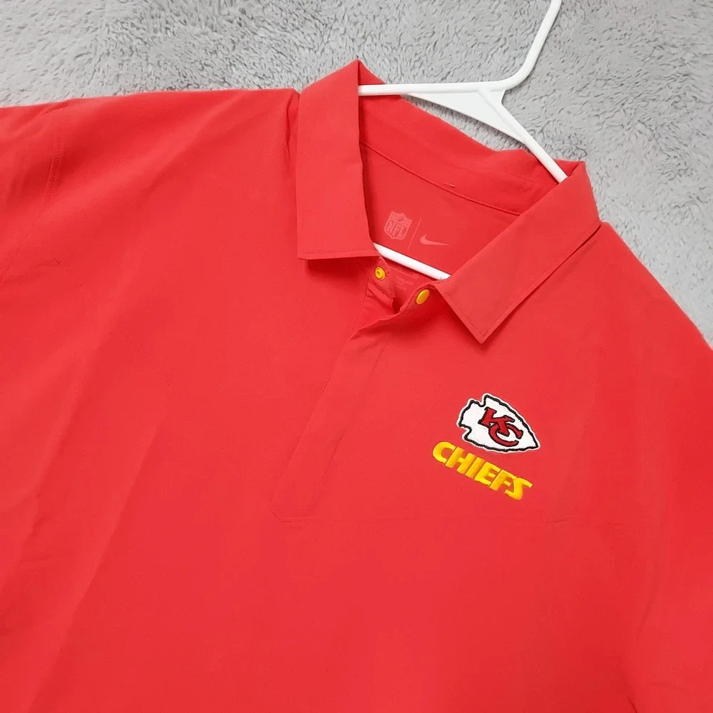 Kansas City Chiefs Polo Shirt Mens XL Nike NFL On Field Red Snap Button Football